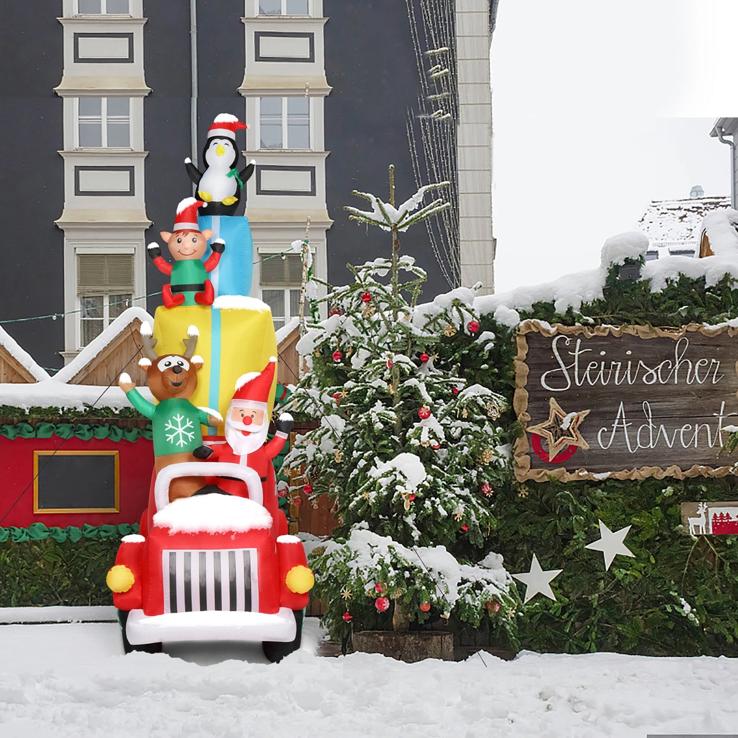 Hign-concerned Chemical Santa Driving LED Garden Decoration