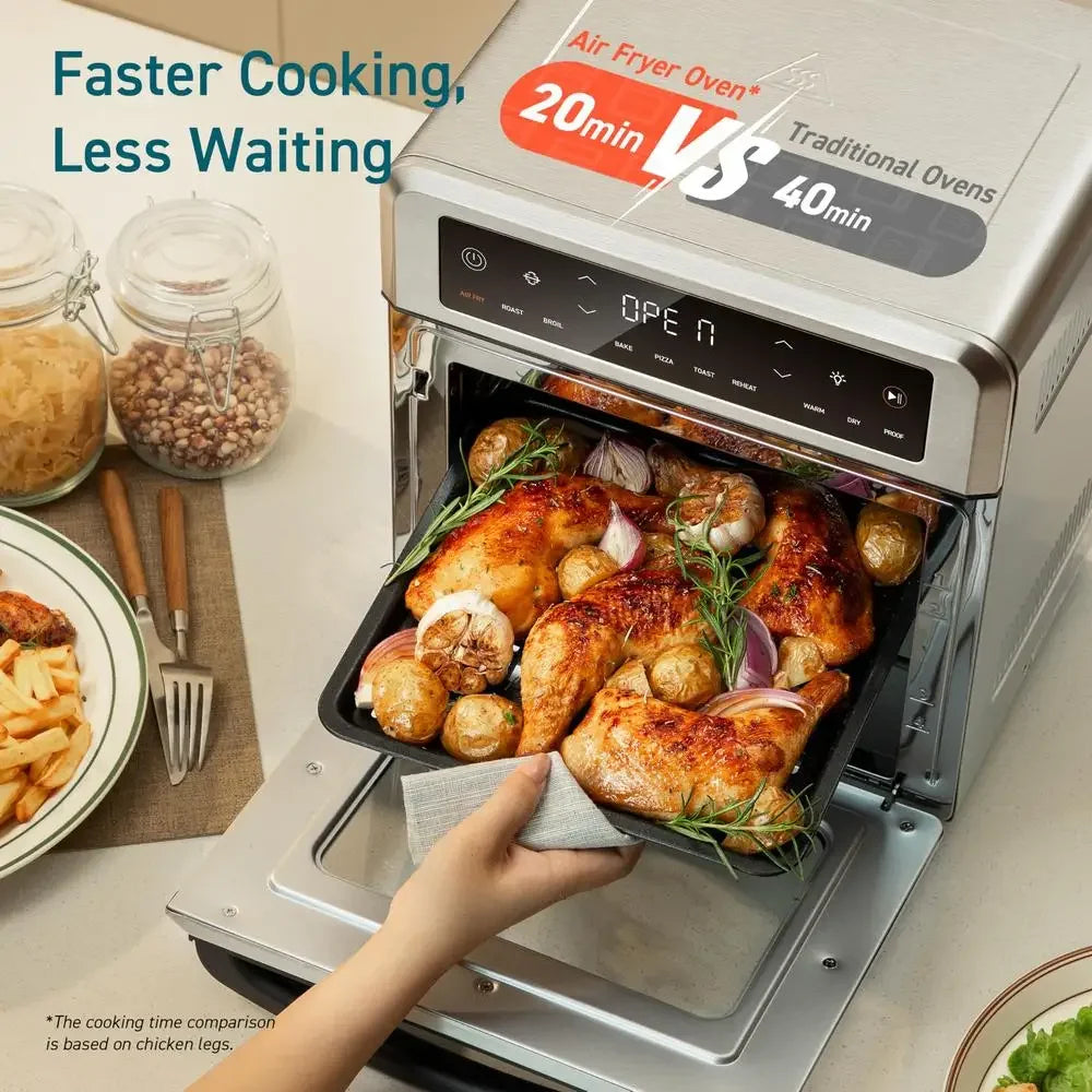 11 In 1 Air Fryer Oven 13Qt Rotisserie Pizza Cooking Functions Dual Layer Cooking Accessories Fast Crispy Results Healthy