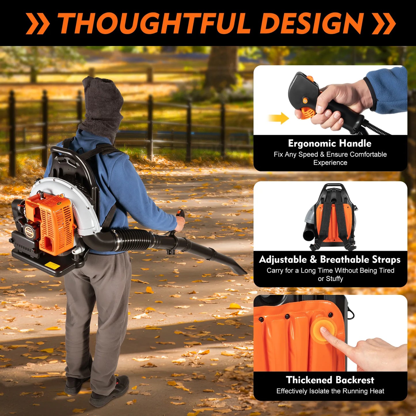 Hign-concerned 65cc 2 Stroke Backpack Leaf Blower 2.7 kW