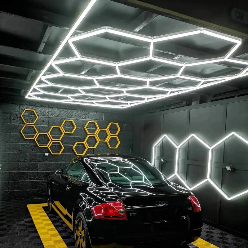 RGBW Hexagon Modular Suspended Lighting for Garage and Gym