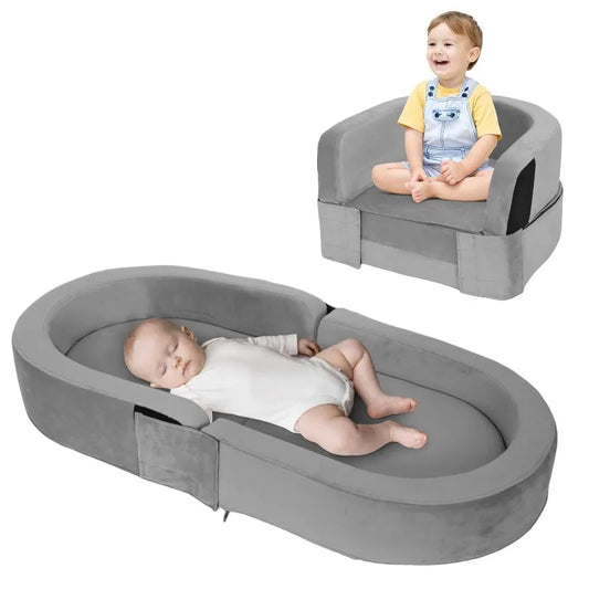 Wanan Toddler Travel Bed Removable Washable Portable Bed Gray