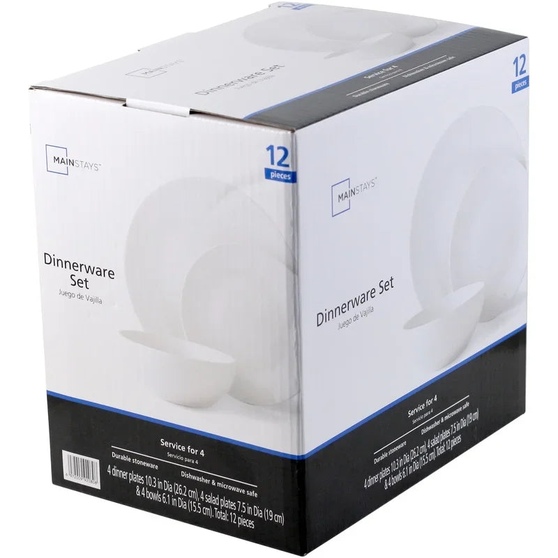 Stoneware 12 Piece Dinnerware Set Dishwasher Safe Elegance