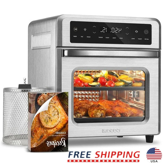 11 In 1 Air Fryer Oven 13Qt Rotisserie Pizza Cooking Functions Dual Layer Cooking Accessories Fast Crispy Results Healthy