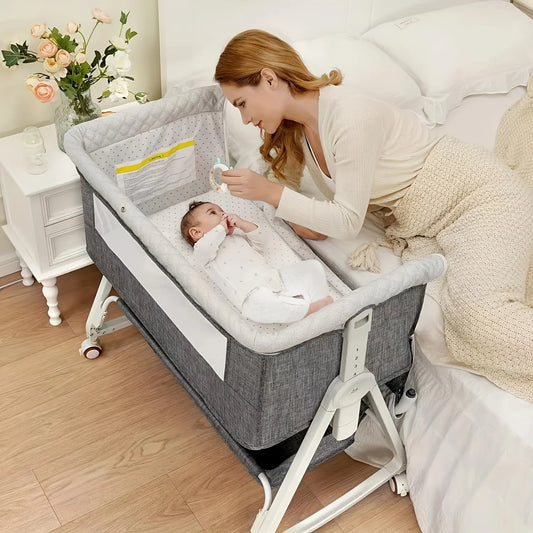 Baby Bassinet Bedside Sleeper 3 in 1 Portable Bassinet with Wheels