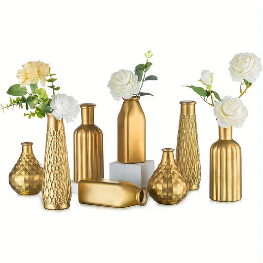 Function Cylindrical Gold Glass Vase Centerpiece Decor
