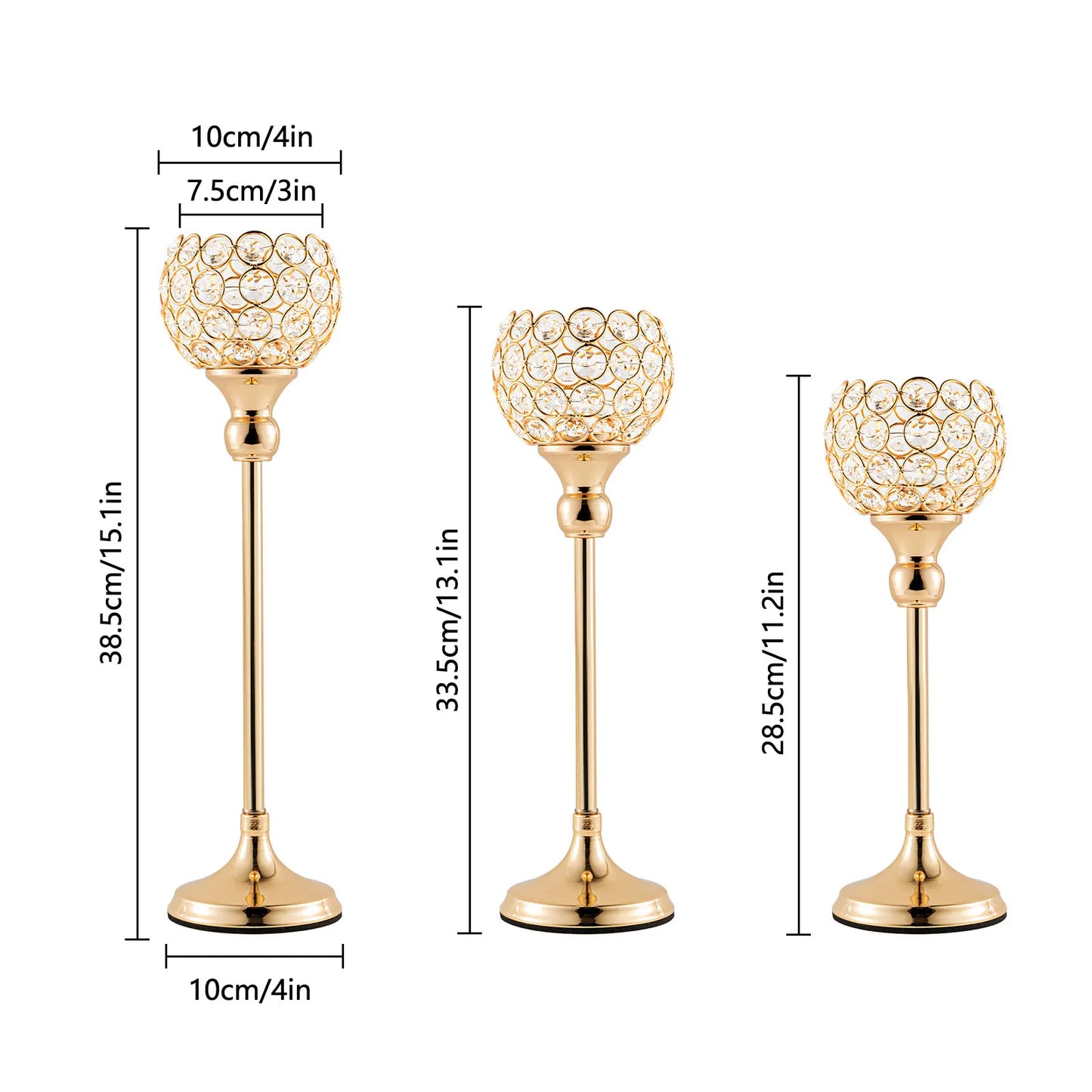 VINCIGANT Crystal Candlestick Holders For Weddings Set