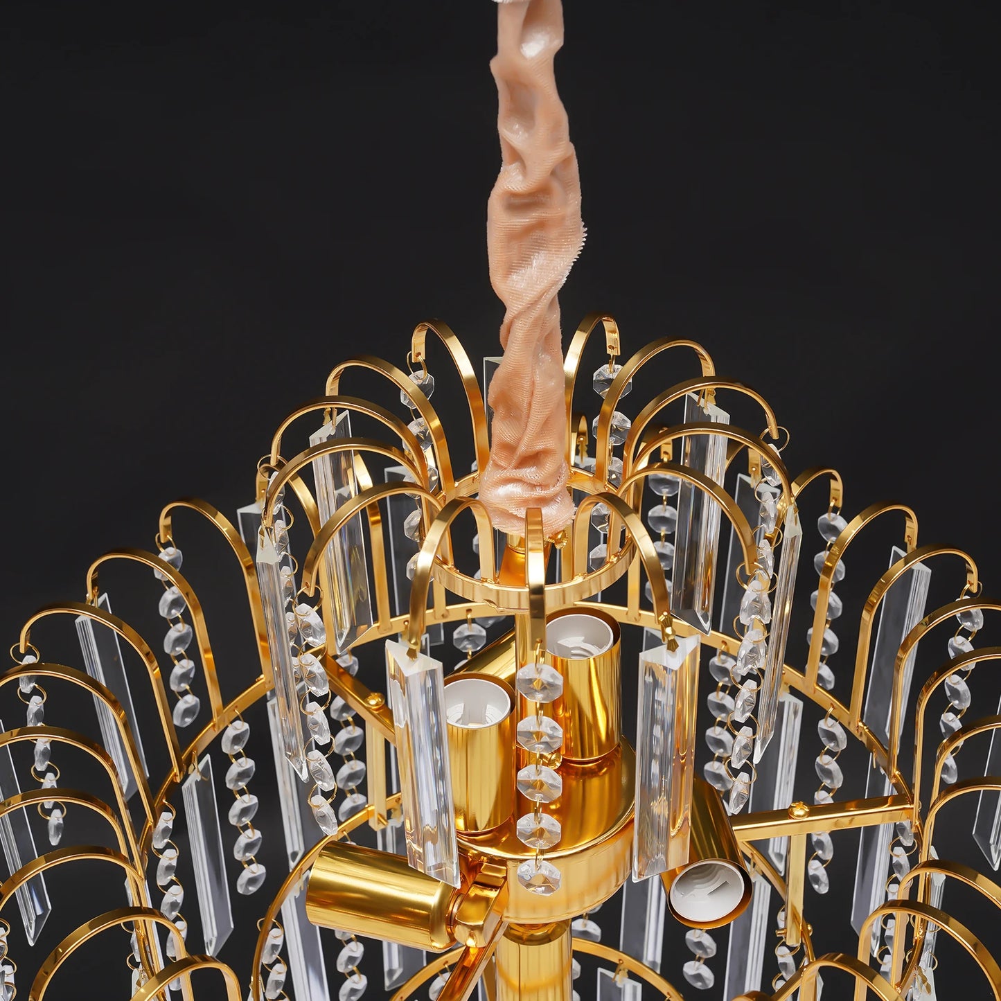 Crystal Chandelier with Adjustable Chain in Golden Tone