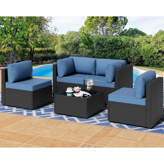 Outdoor PE Wicker Sectional Sofa Set With Coffee Table