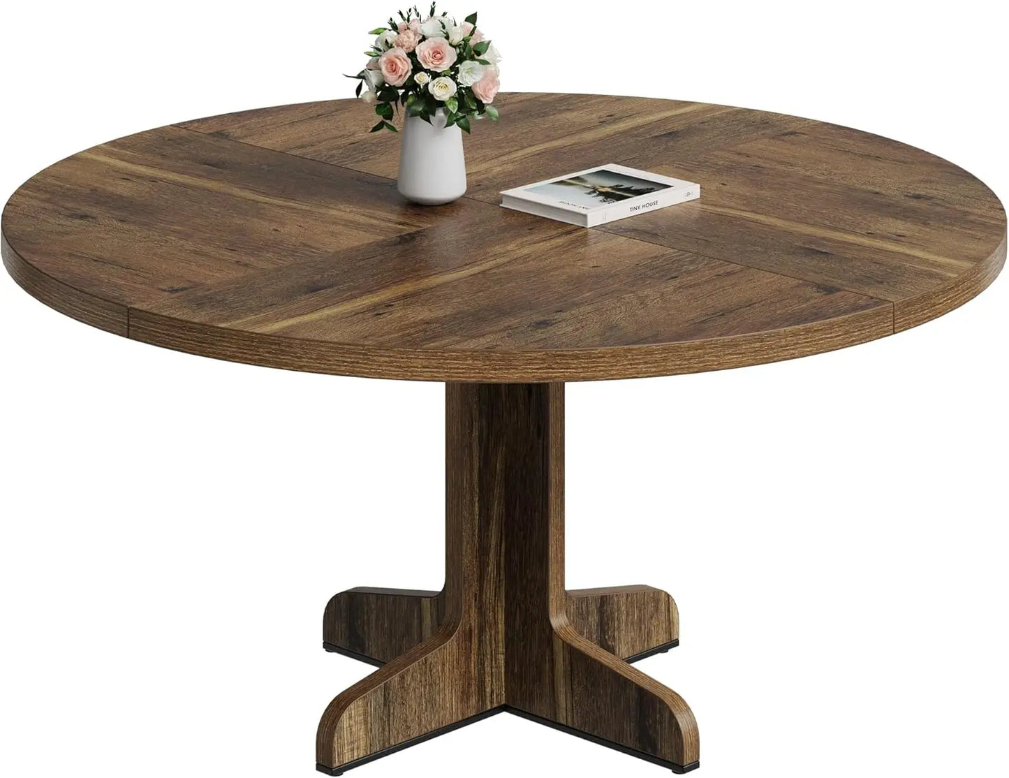 Studyset Round Dining Table For 4 Farmhouse Wood Base