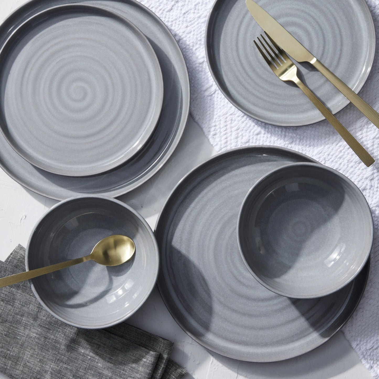 Grey Stoneware 12-Piece Dinnerware Set