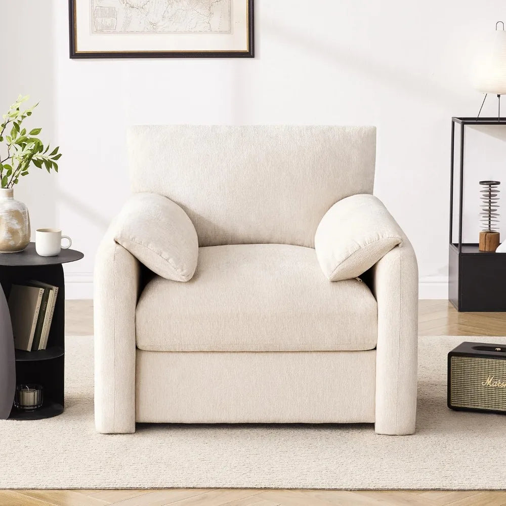 Chenille Oversized Armchair 38.6 Inch Wide Accent Chairs for Living Room and Bedroom Modern Lounge Chair Upholstered Mid Century