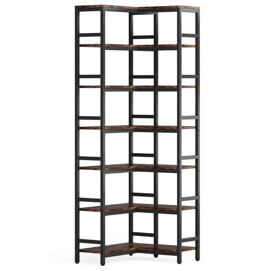 Tribesigns 7-Shelf Corner Bookshelf Modern Tall Bookcase