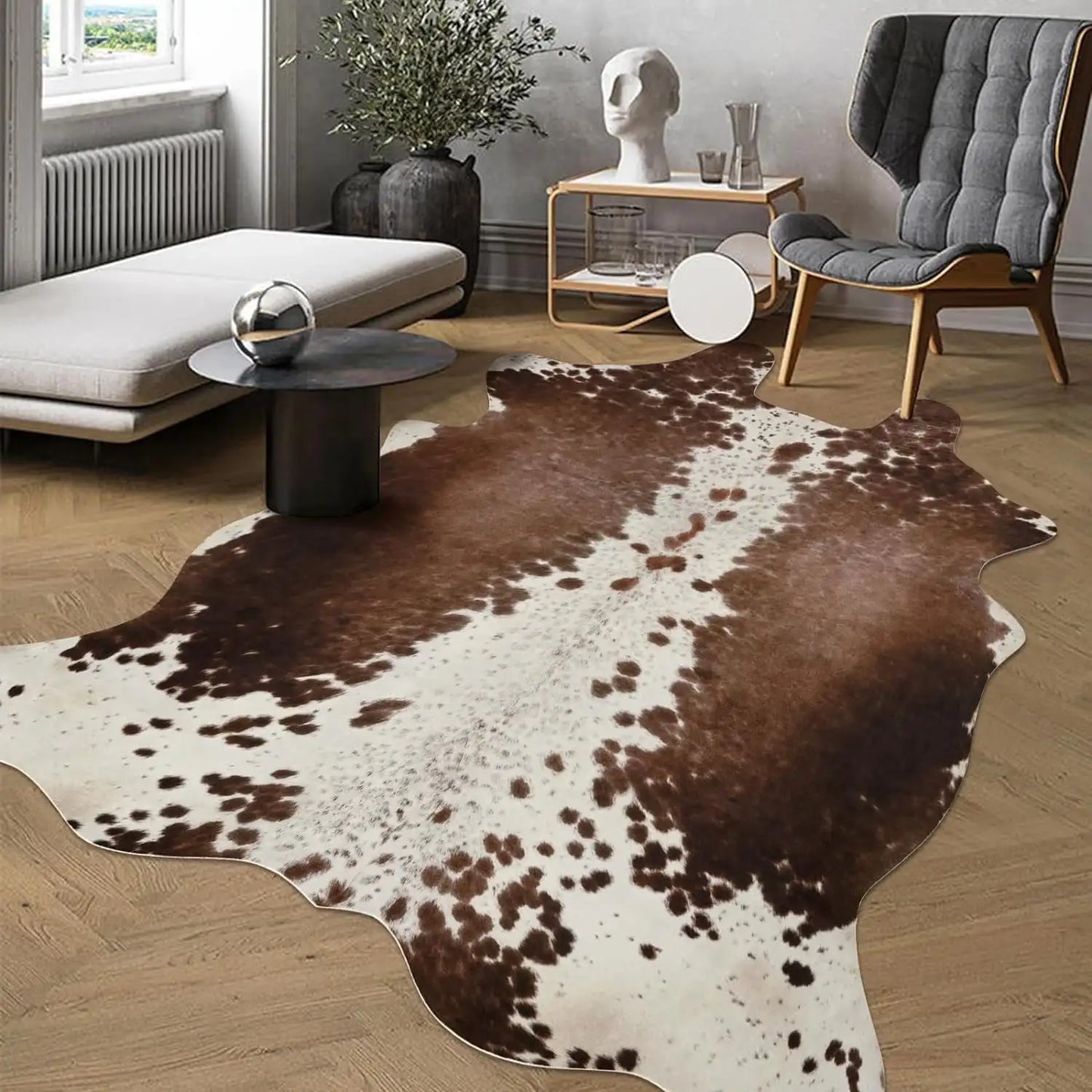 American Style Animal Print Rug Faux Fur Cowhide Rug