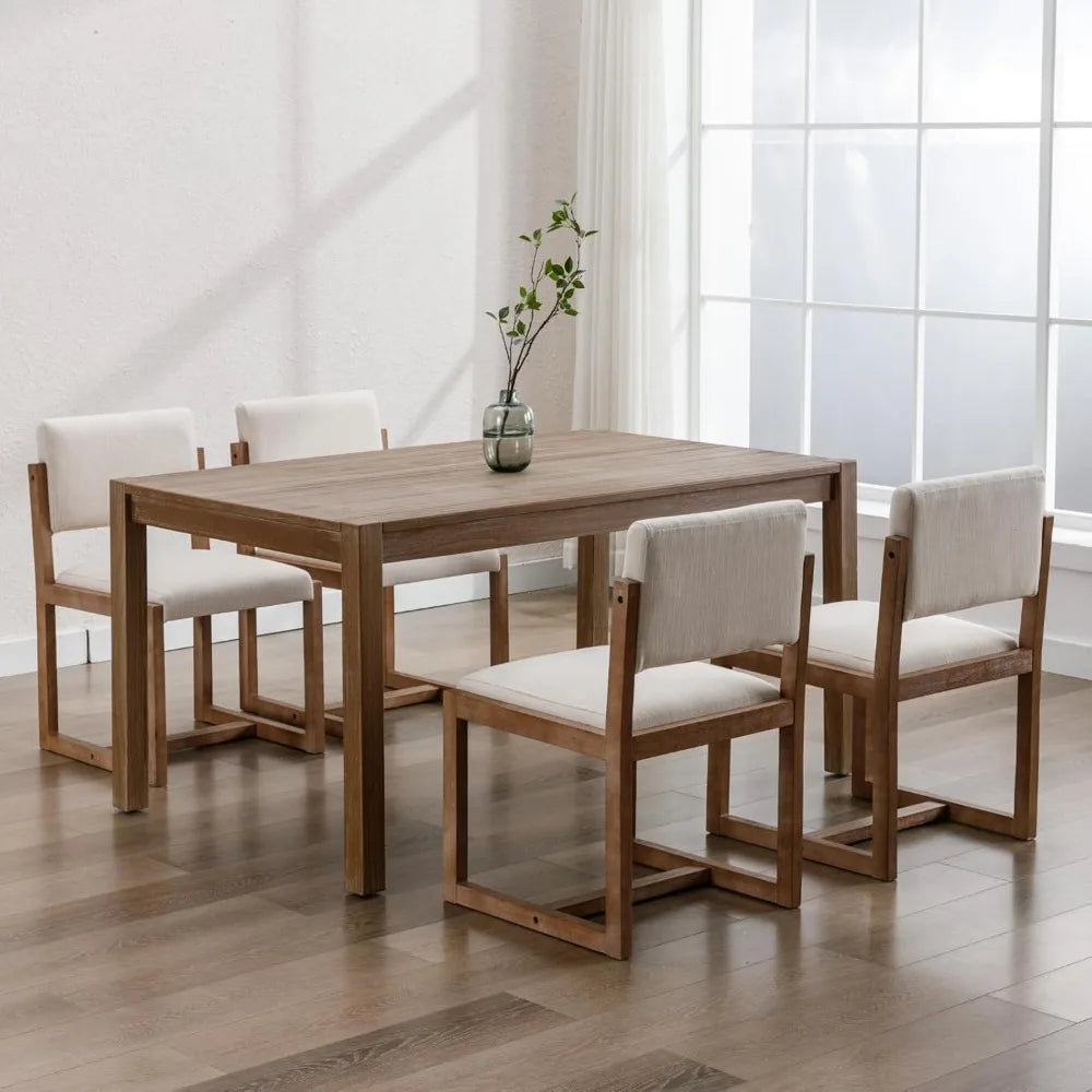 MKDK Mid Century Dining Chairs Set Of 6 Linen Upholstered