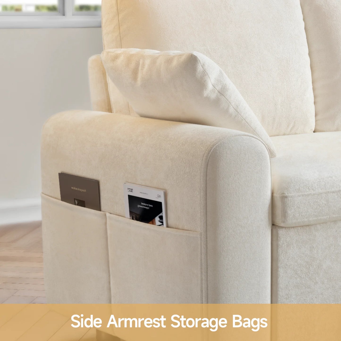 ONBRILLCN L Shaped Sleeper Sofa Pull Out Bed With Storage