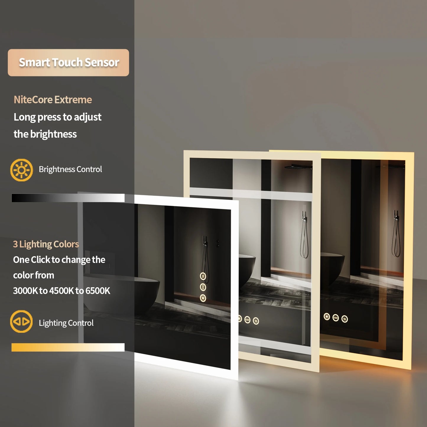 16x20 Inch LED Lighted Bathroom Mirror with Anti Fog Wall Mounted Vanity Mirror with Smart Touch Button and Memory Function