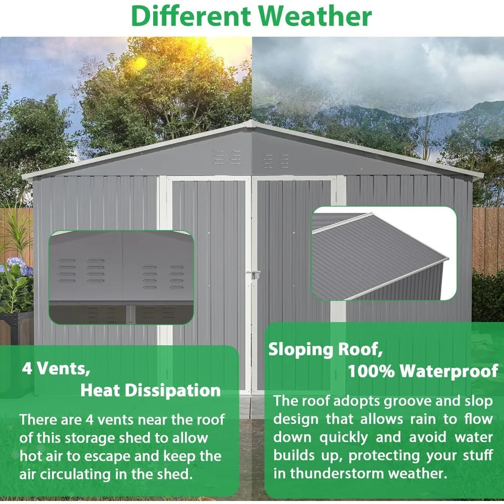 Galvanized Steel Outdoor Storage Shed With Floor Frame
