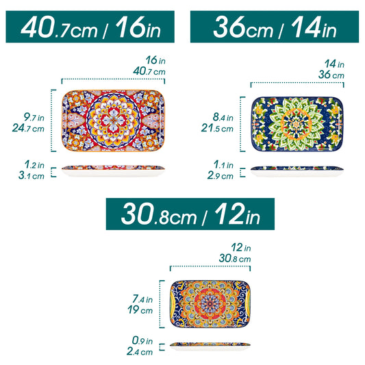 Malacasa Ceramic Rectangular Salad Plates Set For Cake