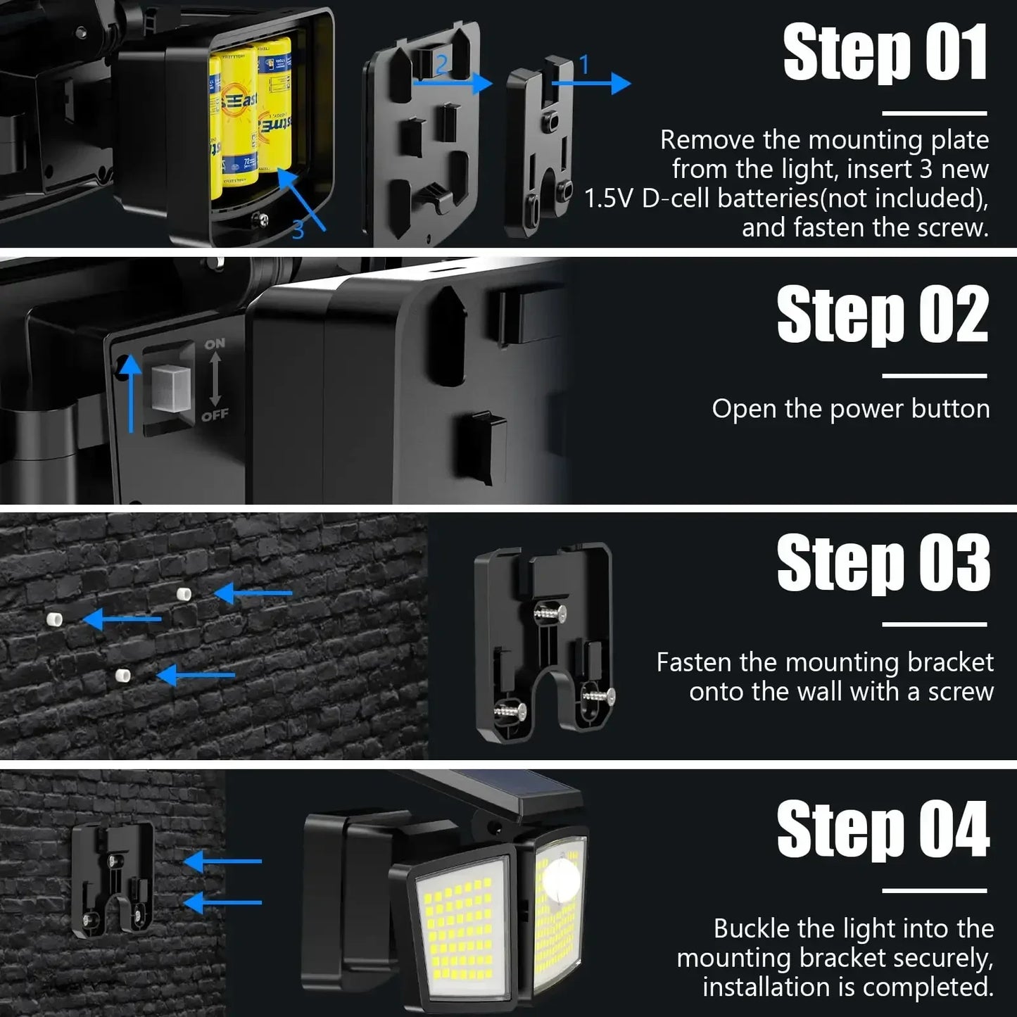 SZRSTH Solar Lights Outdoor - 225LED Motion Sensor Flood Lights