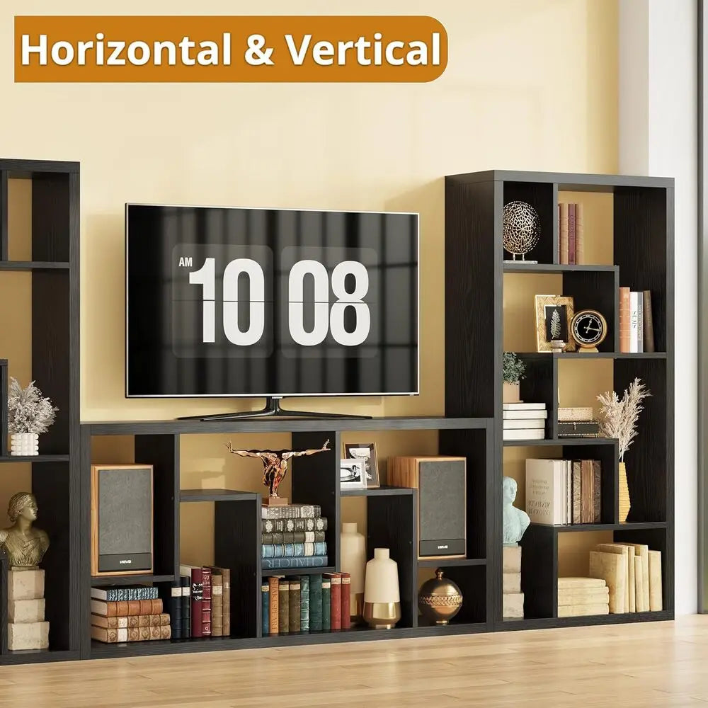 IRONCK Geometric Six Shelf Industrial Bookcase Etagere Display