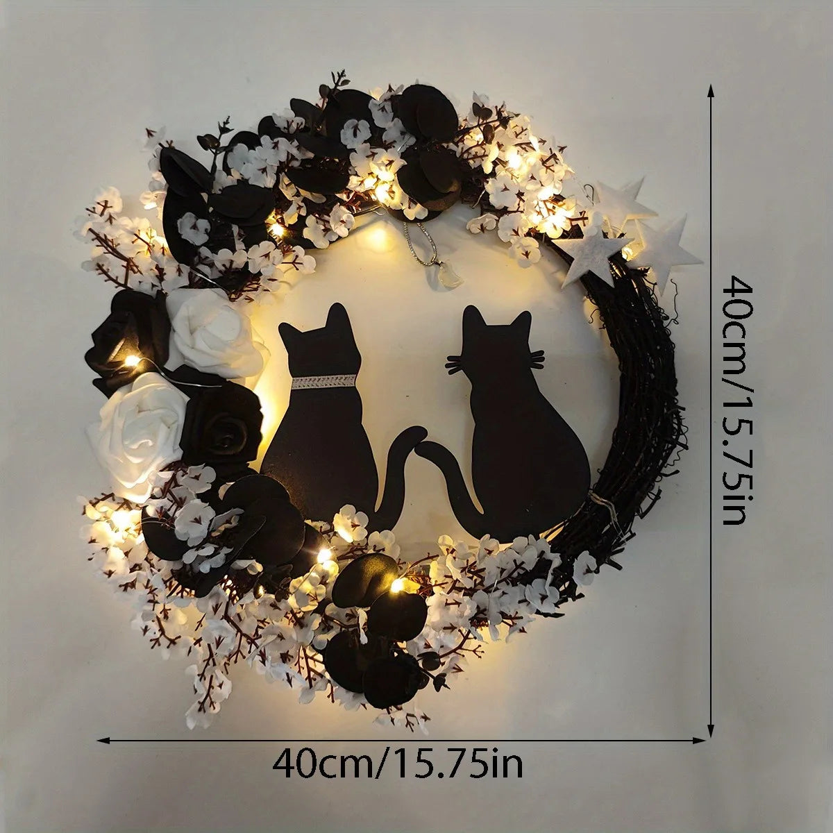 Guangdong Black Cat Halloween Wreath Front Door Decor