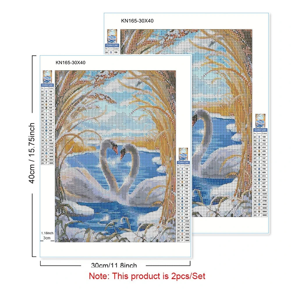 QIZITENG Diamond Painting Kit Romantic Love Swan Mosaic