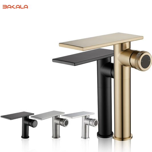 Bathroom Waterfall Basin Sink Faucet Black Brass Hot Cold Mixer