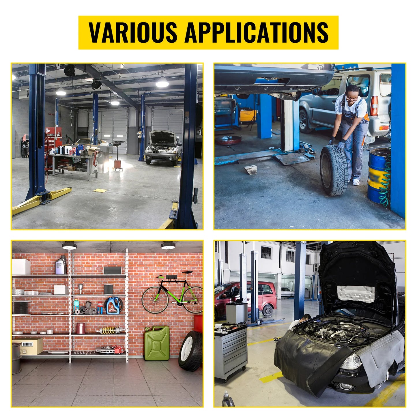 SucceBuy Rolling Garage Stool Adjustable Height Tool Tray