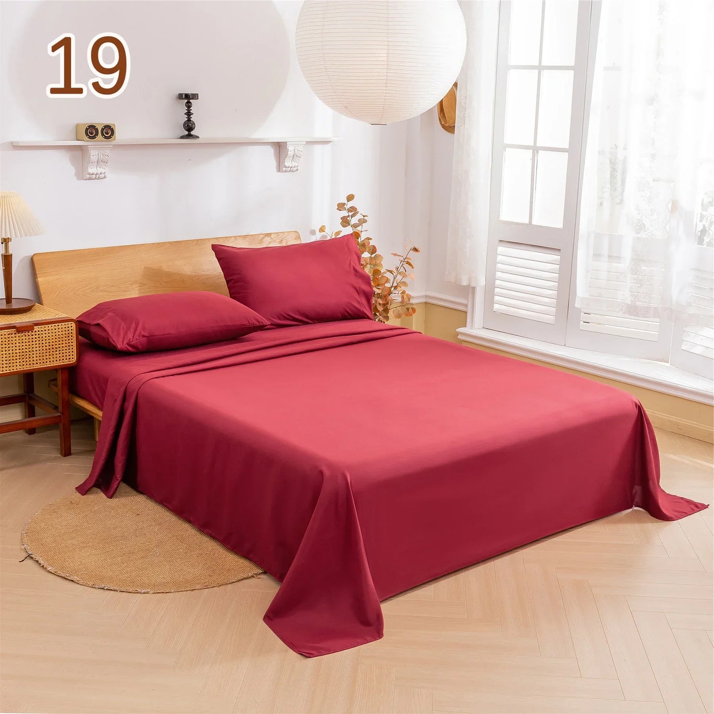Solid Color Soft Brushed Bed Set Fitted Sheet Flat Sheet Pillowcase Bedding Set Twin Full Queen California King 3 Piece 4 Piece