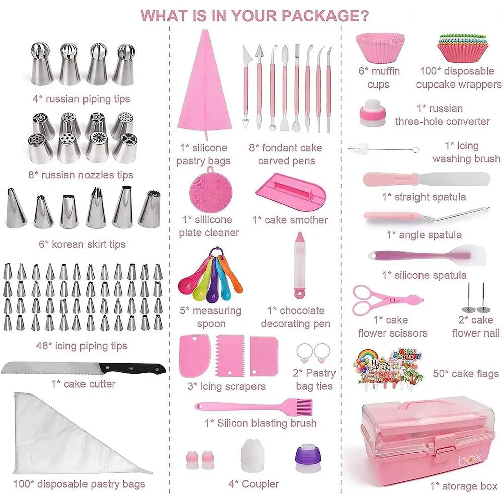 Feature 359Pcs Cake Decorating Set With 66 Tips Piping Bags