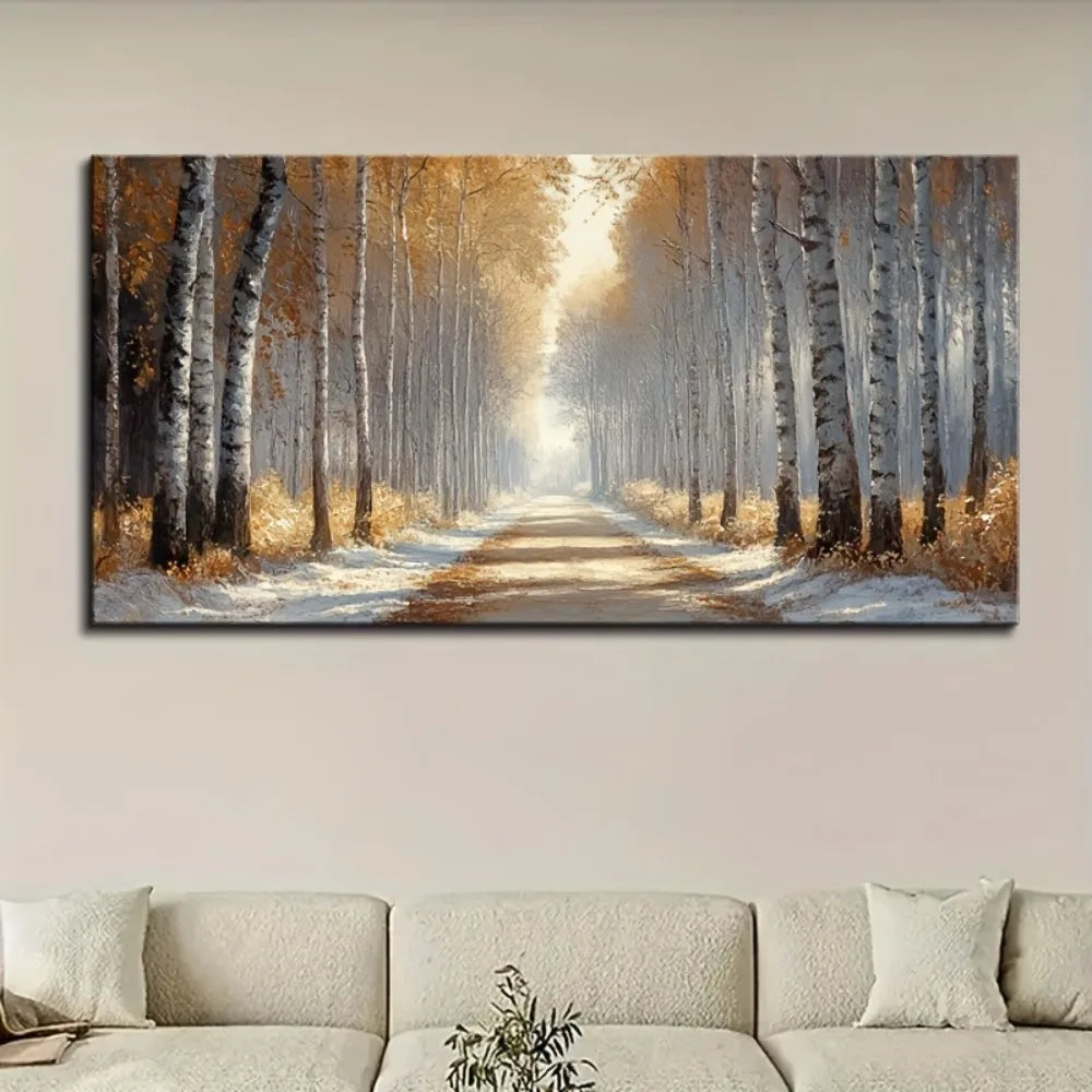 Panoramic Forest Wall Art Gallery Decor With Solid Wood Frame