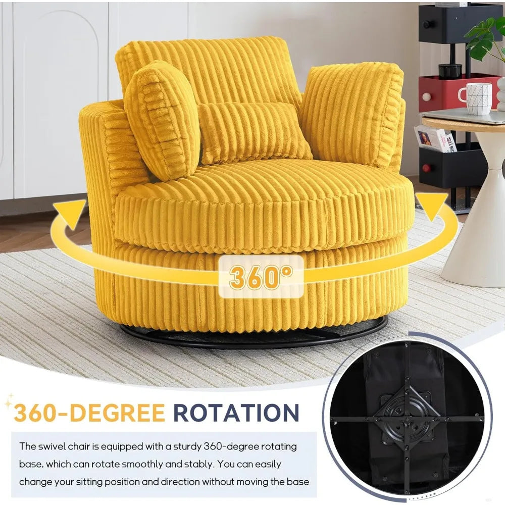 DAFIFY Swivel Barrel Chair Corduroy Armchair With Pillows