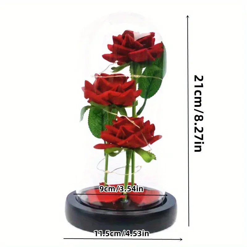 Zhejiang Rose Glass Dome Ornament Light Up Valentines Gift