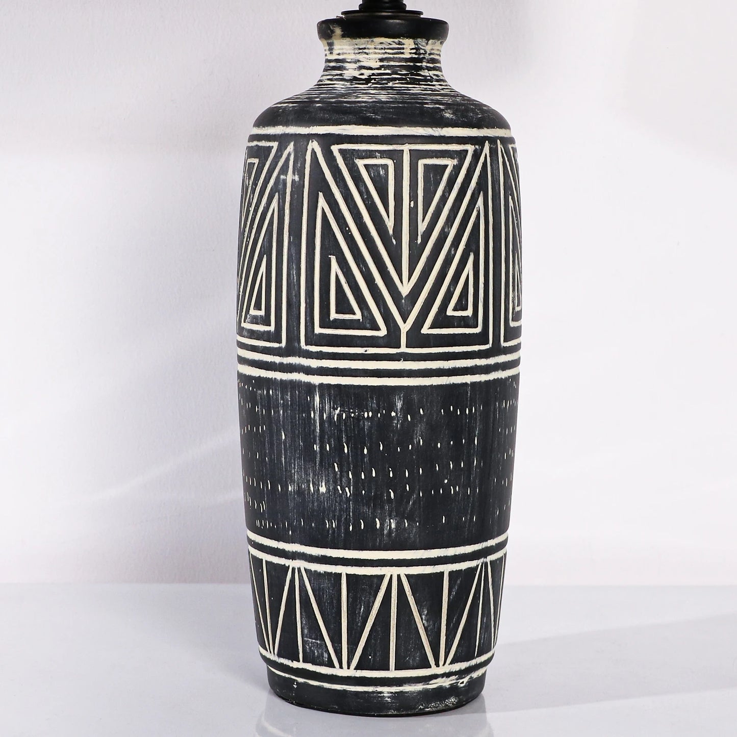 STANBOW Geometric Ceramic Table Lamp With Linen Shade