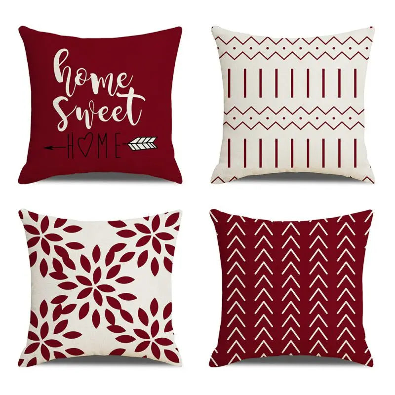 Four Pack Pillow Covers Polyester Cotton For Sofa Decor