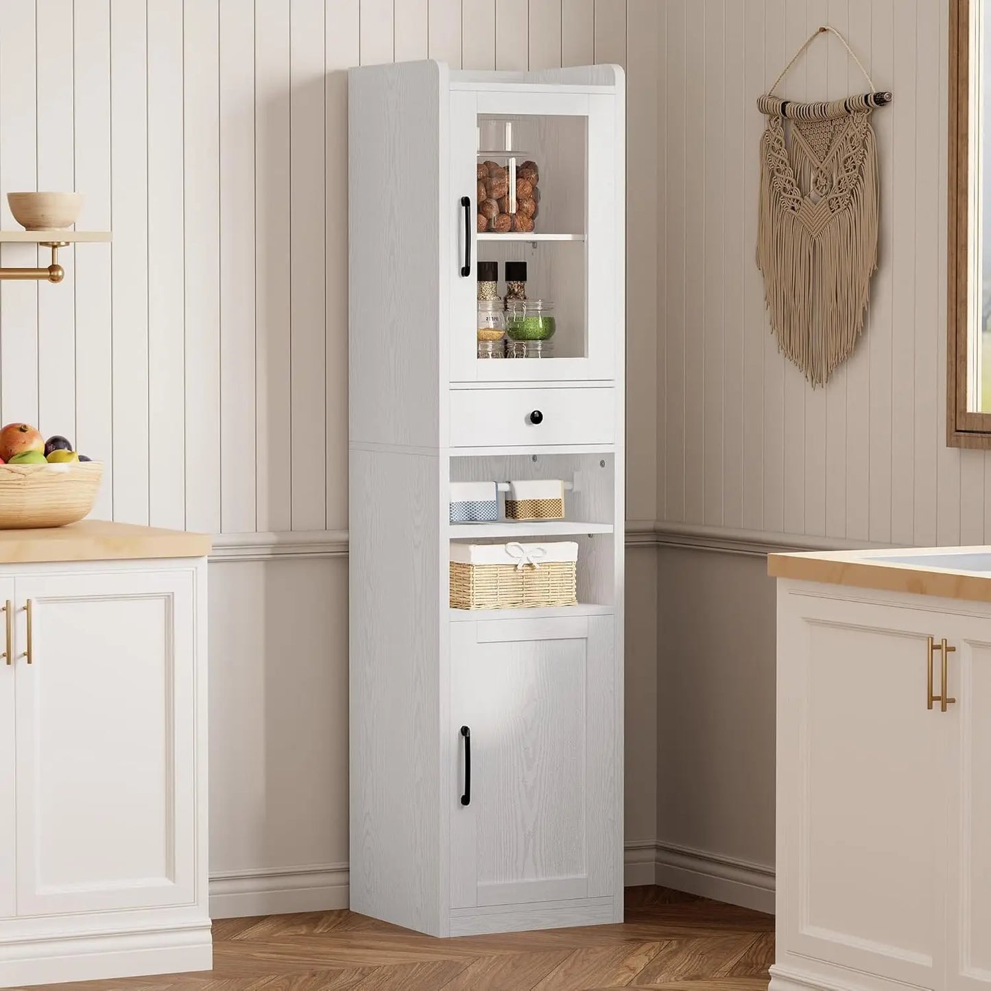 Ironck Tall Slim Bathroom Cabinet With Drawer And Door