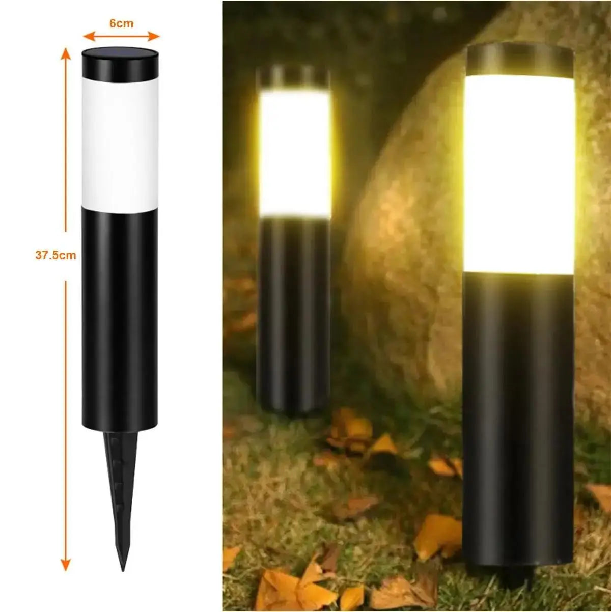 Cylindrical Garden Solar Light Dusk To Dawn Waterproof Outdoor Lamp Cool White And Warm White LED Bulbs