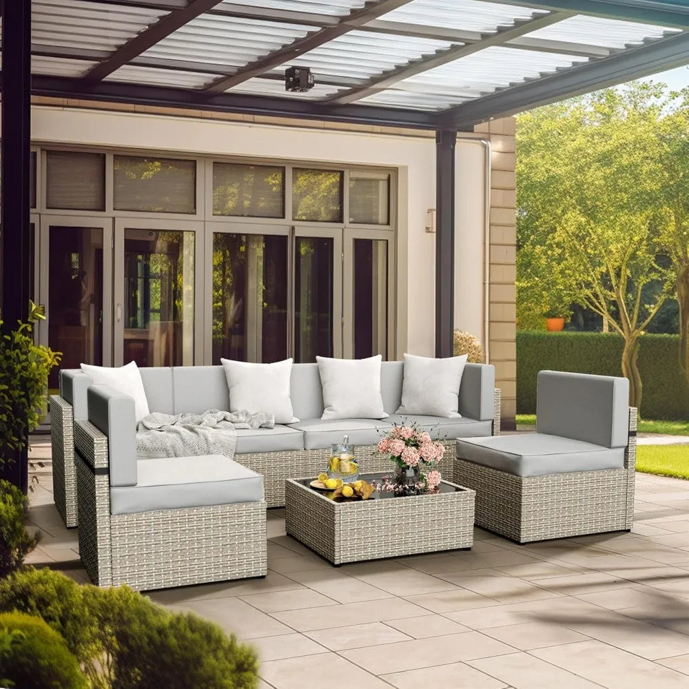 Angduo 7 Piece Modular Outdoor Sectional Set for Patio