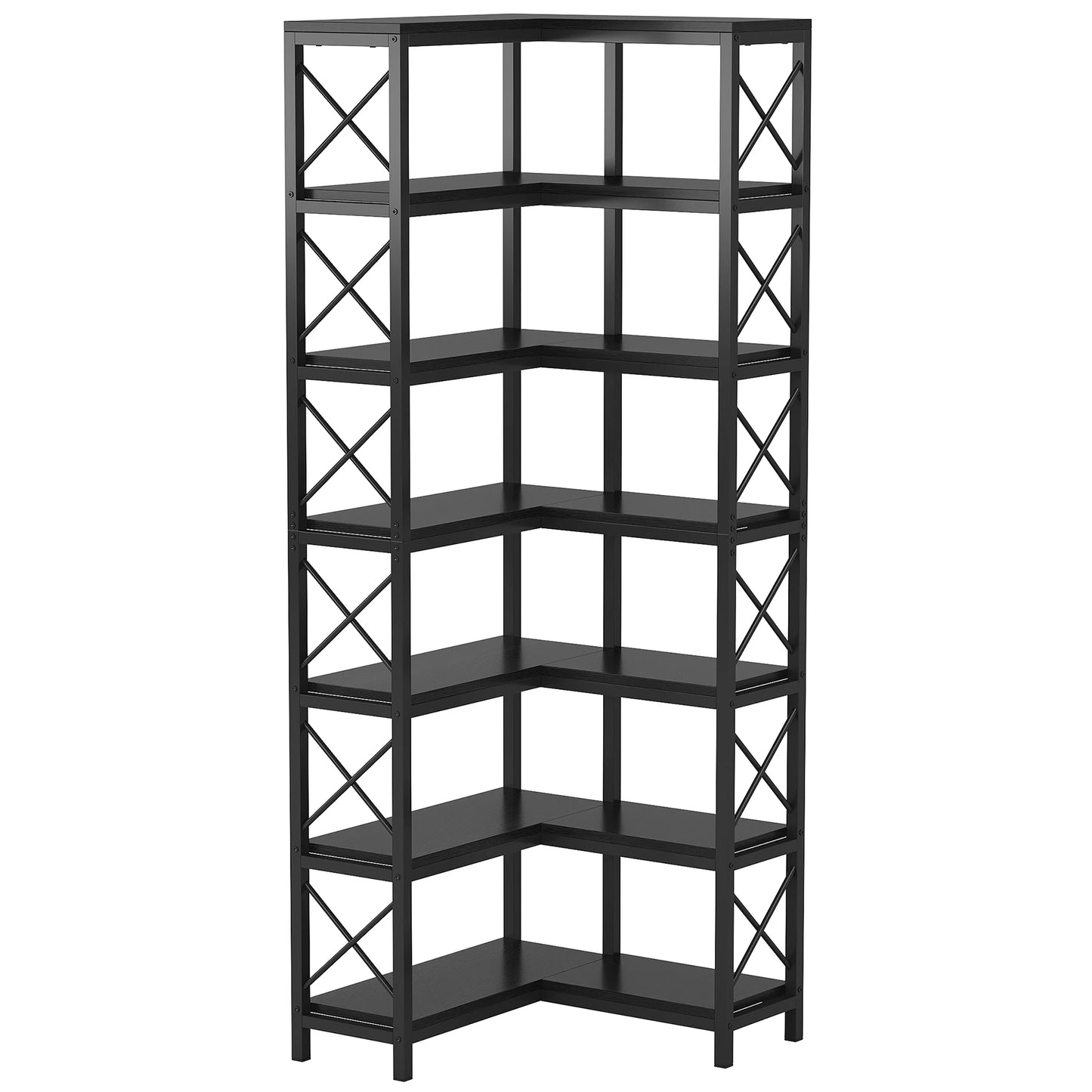 Tribesigns 7-Shelf Corner Bookshelf Modern Tall Bookcase