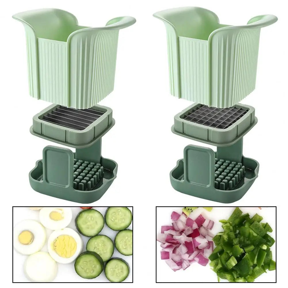 Vegetable Slicer with Container Soft Food Time Saving Chopper Stainless Steel Blade Detachable Cutter for Veggies and Fruits