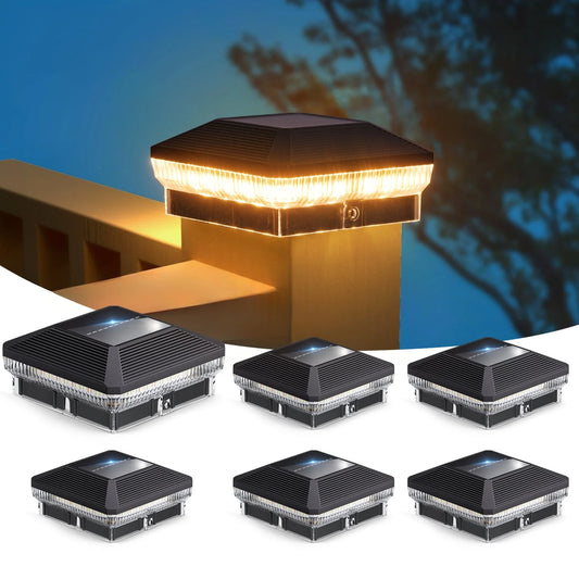 6 Pack 4x4 Solar Post Lights Outdoor with 40 LEDs 30 Lumens