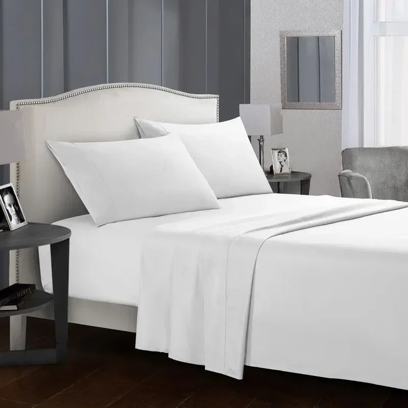 Solid Color Soft Brushed Bed Set Fitted Sheet Flat Sheet Pillowcase Bedding Set Twin Full Queen California King 3 Piece 4 Piece