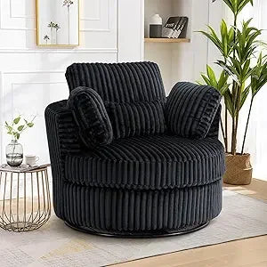DAFIFY Swivel Barrel Chair Corduroy Armchair With Pillows
