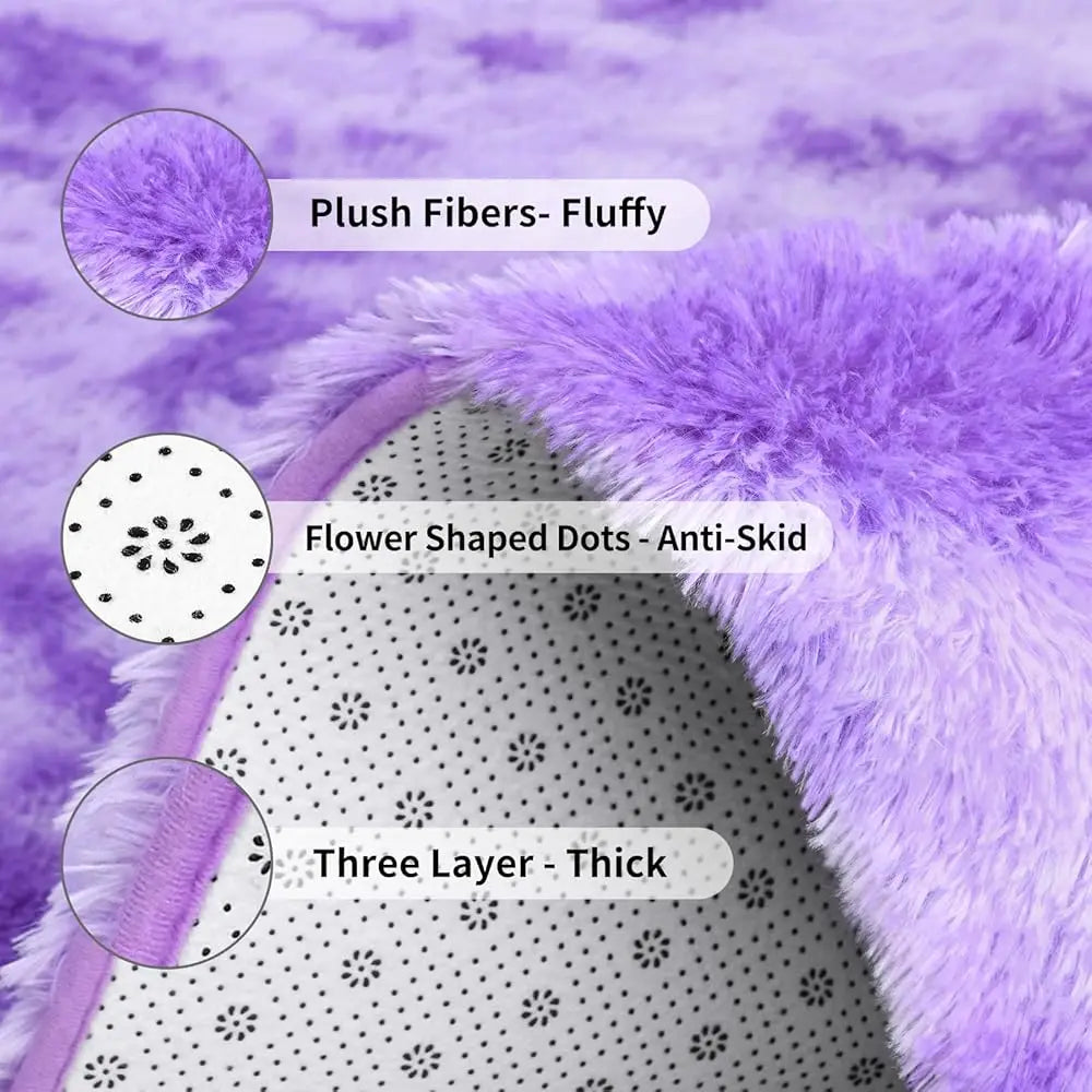 Purple Tie Dyed Large Rugs For Living Room 4x6 Feet Shaggy Rug Fluffy Throw Carpets Ultra Soft Plush Modern Indoor Fuzzy Rugs