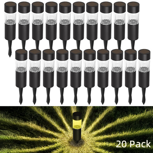20 Pack Small Solar Pathway Lights Outdoor Dusk To Dawn Auto On Off 3000K Warm