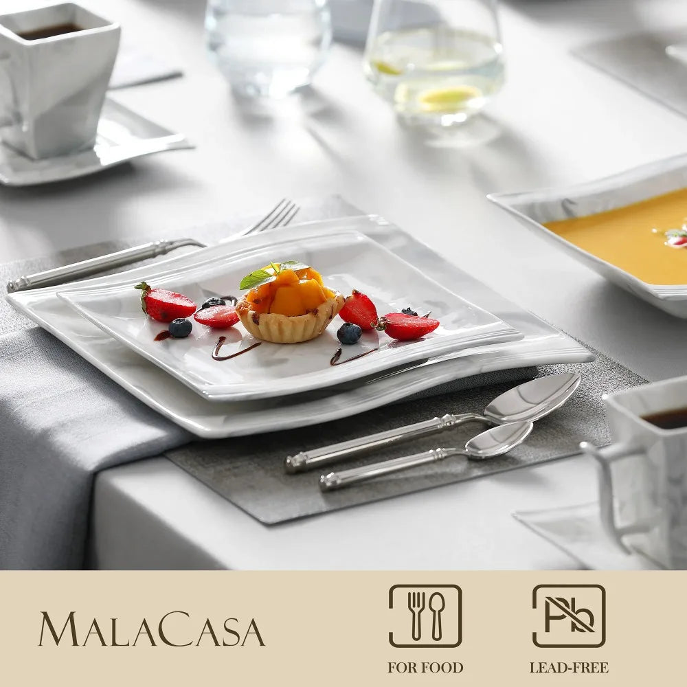 Malacasa Flora Marble Porcelain Dinnerware Set 30 Piece