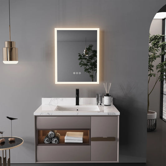 16x20 Inch LED Lighted Bathroom Mirror with Anti Fog Wall Mounted Vanity Mirror with Smart Touch Button and Memory Function