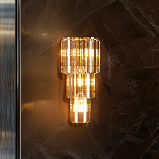 Luvodi Crystal Wall Lamp 3 Layer Sconce Light E14 Led