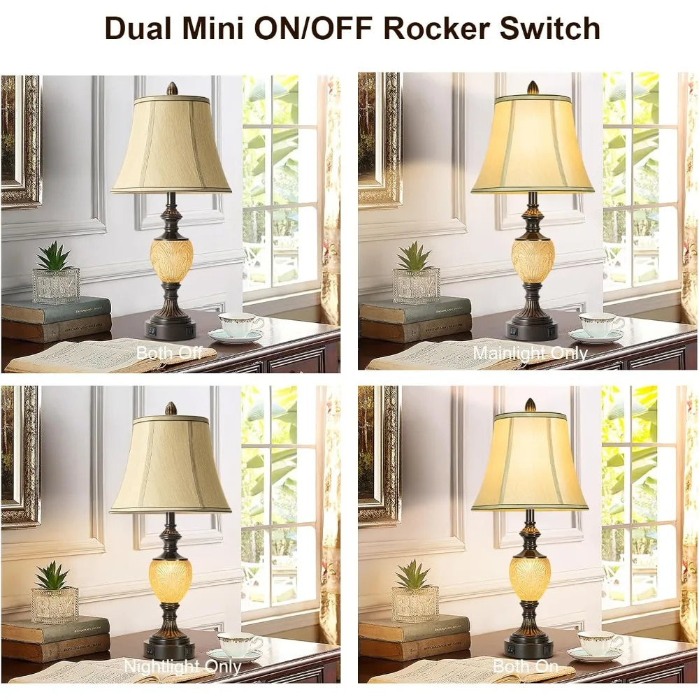 Hign Concerned Vintage Table Lamps Set Of 2 With USB