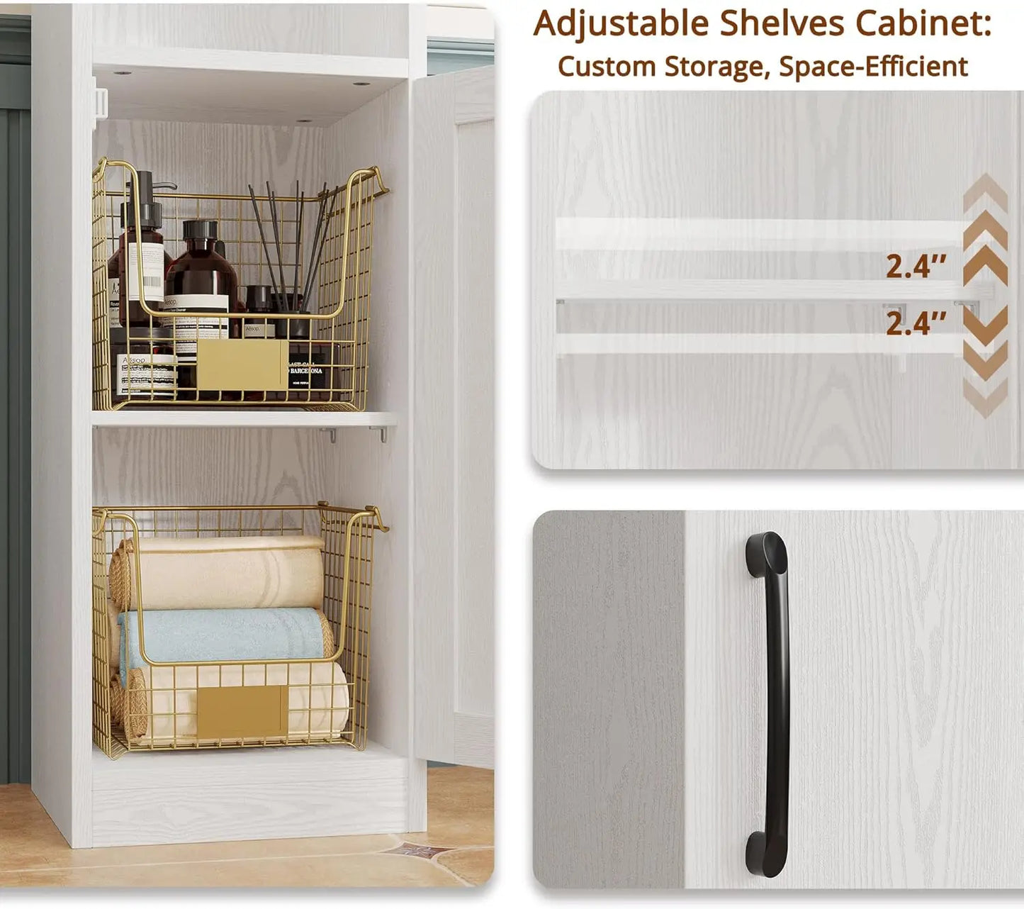 Ironck Tall Slim Bathroom Cabinet With Drawer And Door